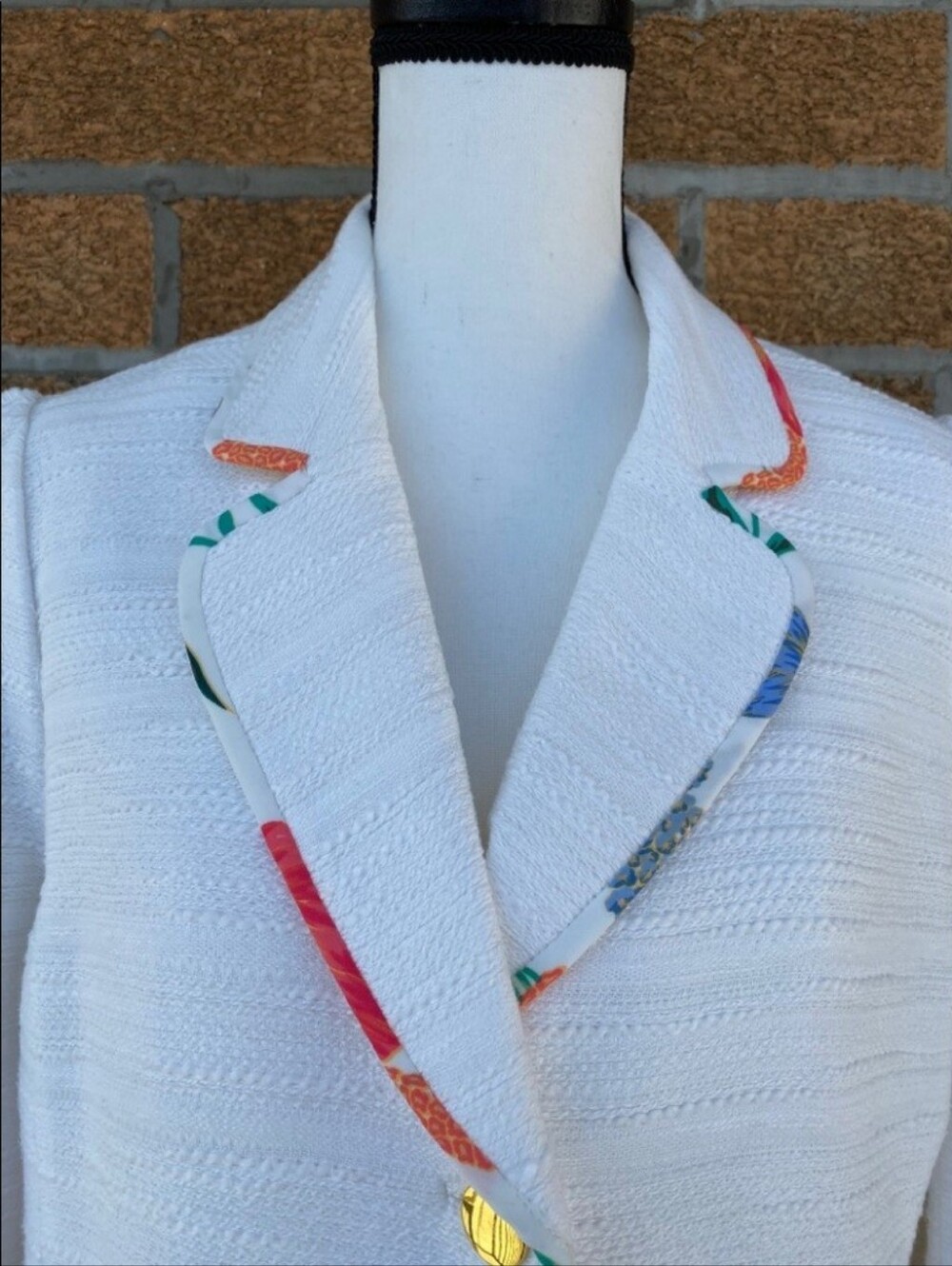 $428 Kate Spade White Blossom Trim Tweed Jacket - Picture 9 of 16